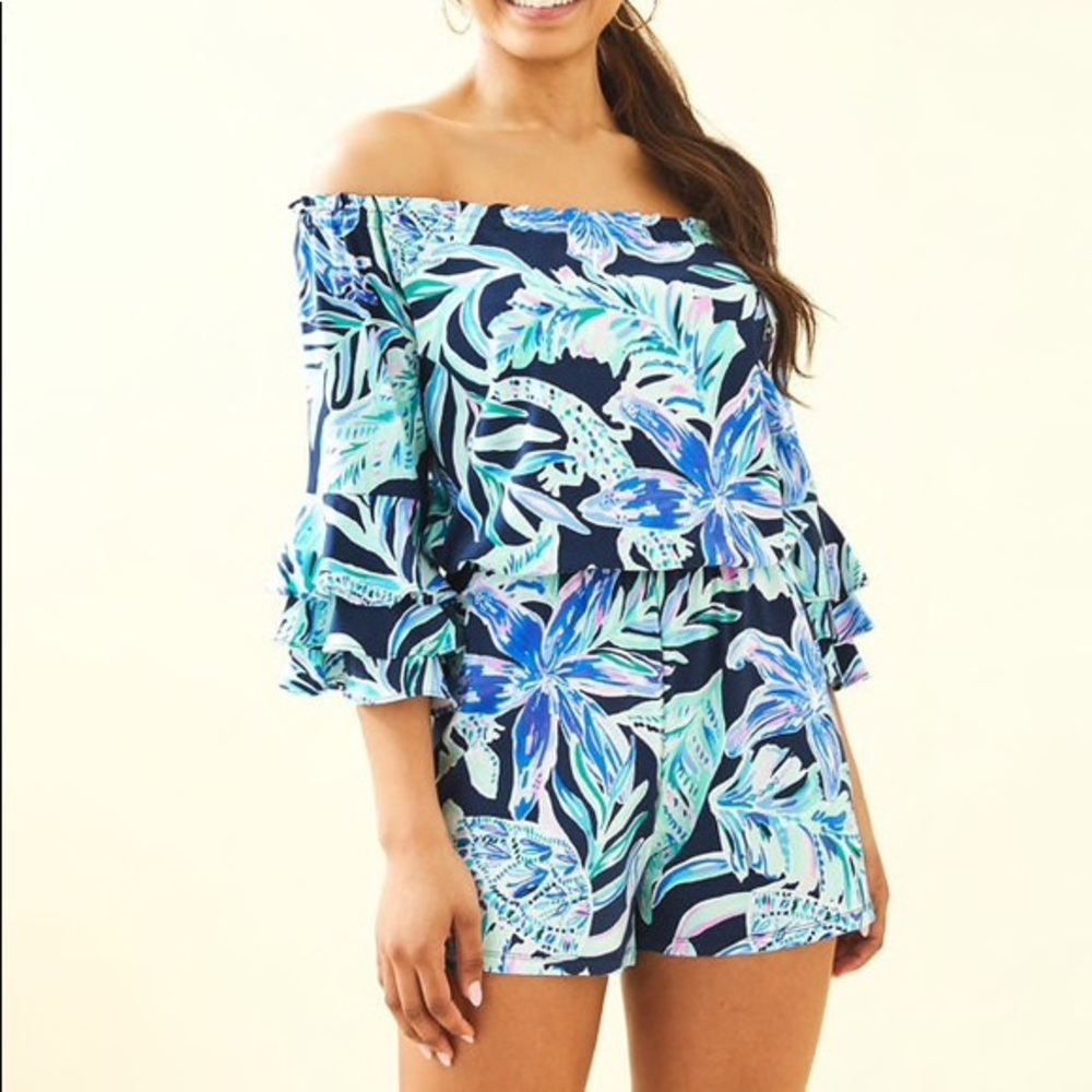 NWT Calla romper ready set gecko Lilly Pulitzer